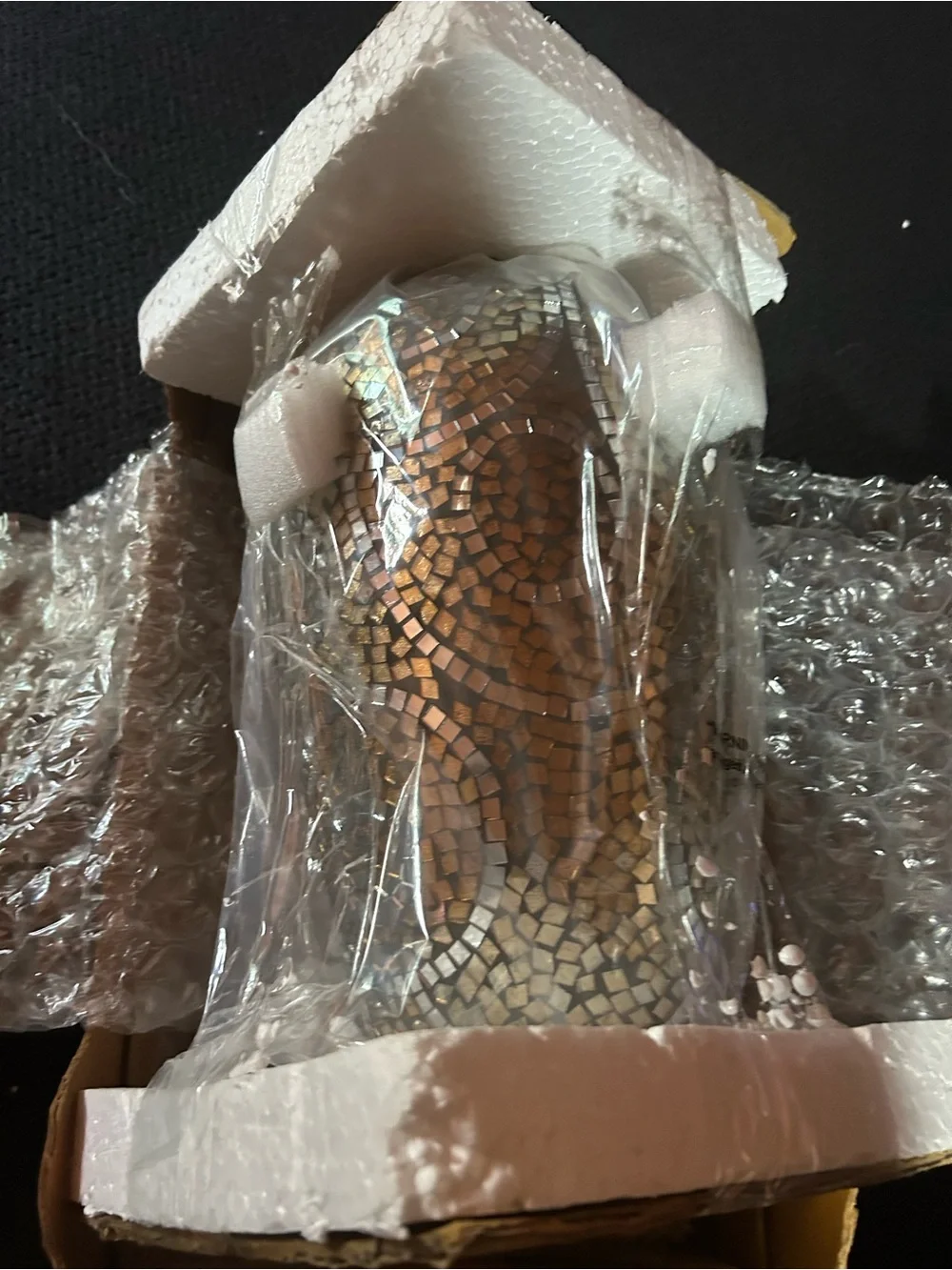 Tozai Gold and Silver Mosaic Glass Vase - Decorative Home Accent